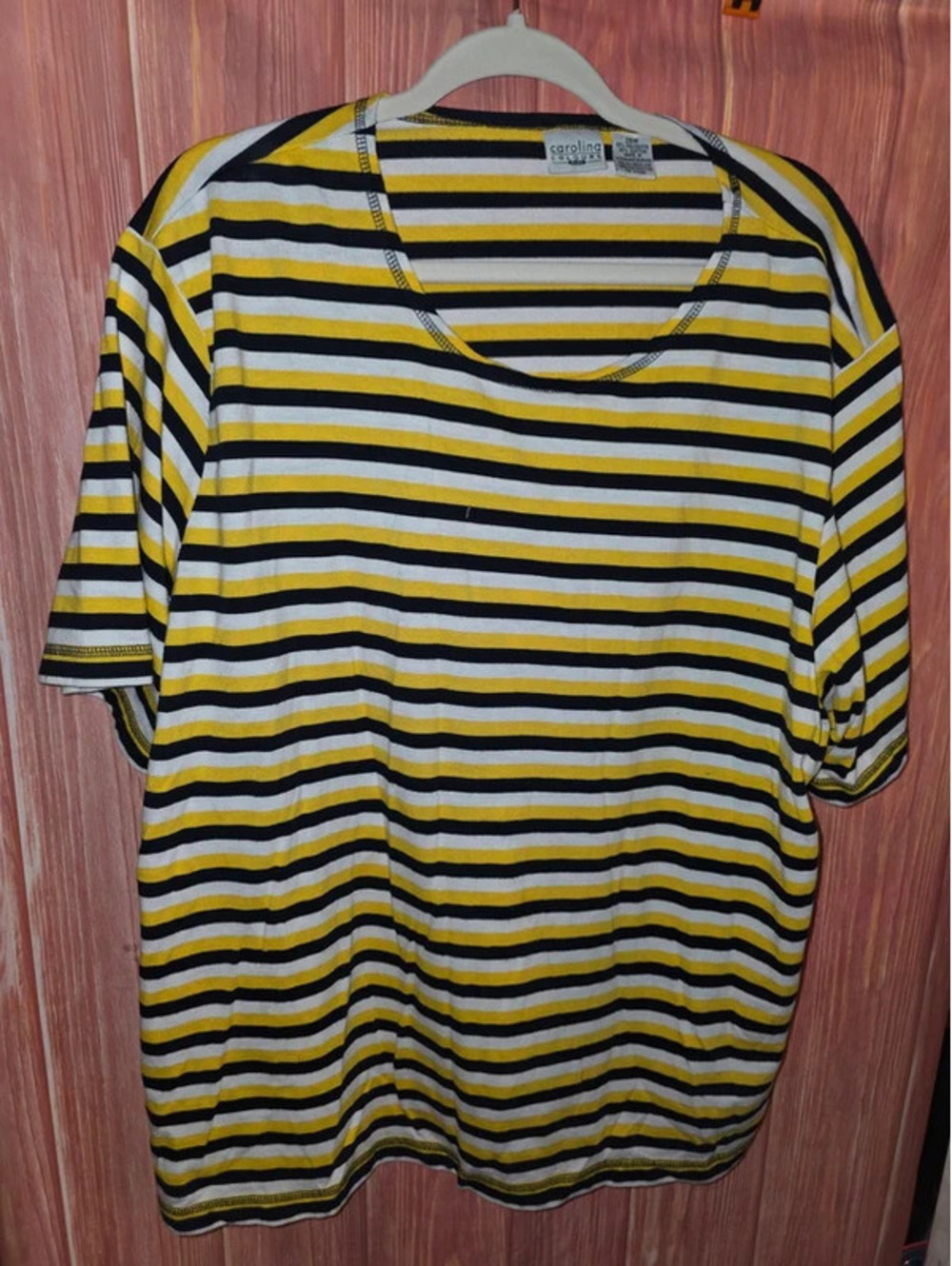 Carolina Colours Plus Striped Short Sleeve T-Shirt Yellow Navy White 26W 3X/4X